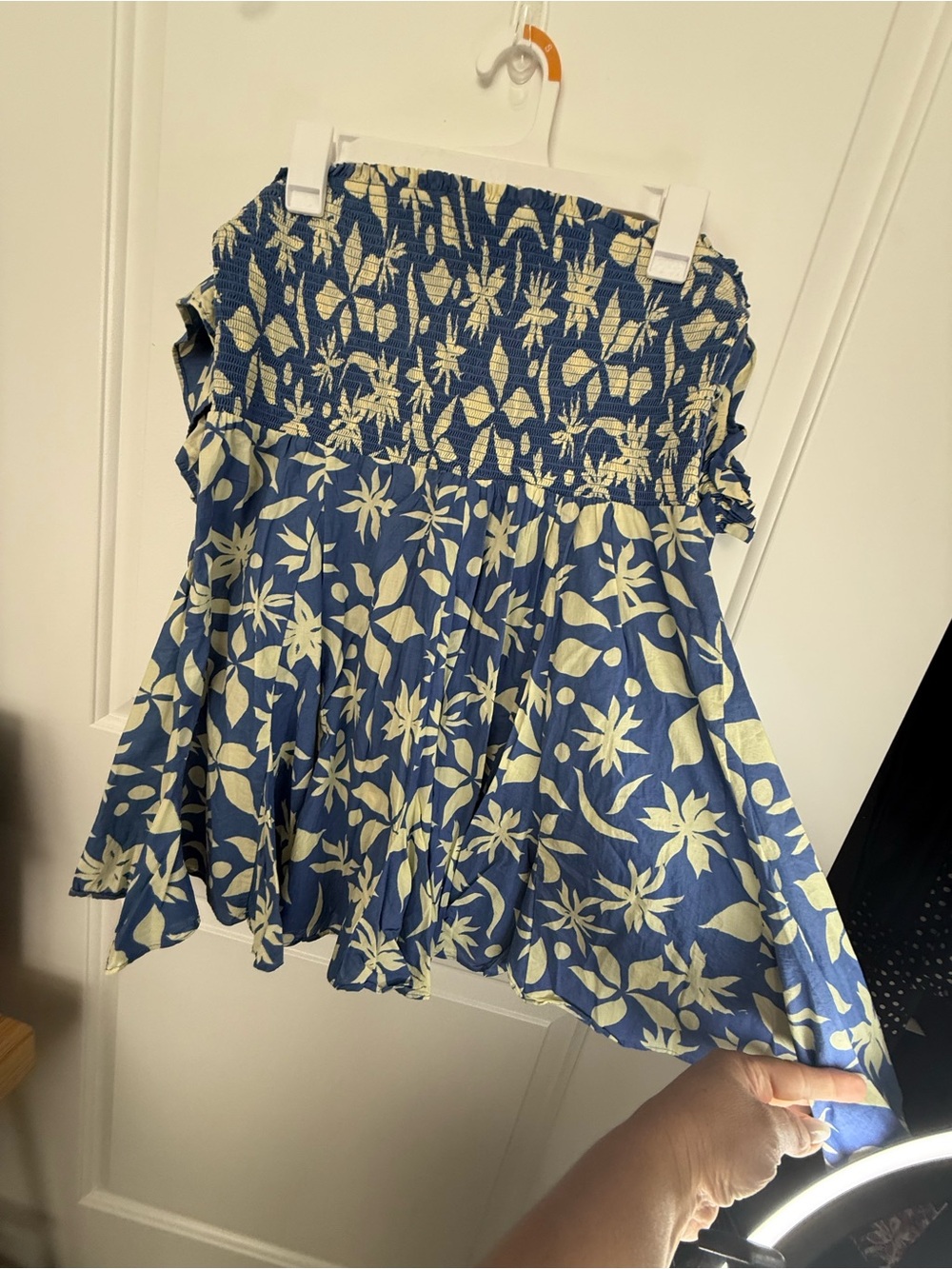 ZARA Blue Floral Smocked Puff Sleeve Mini Dress XL - Picture 4 of 5